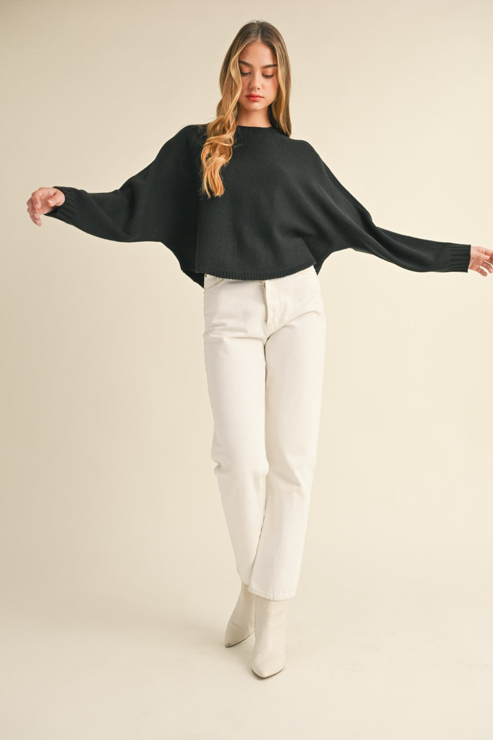 Mable Dolman Days Cropped Sweater in Black