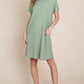 BOMBOM Breezy Day Ribbed Short Sleeve Dress with Pockets