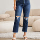 RFM Dylan Tummy Control Distressed High Waist Raw Hem Crop Jeans