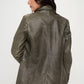Coalition LA A Touch of Edge Single-Breasted Vegan Leather Blazer in Olive Brown