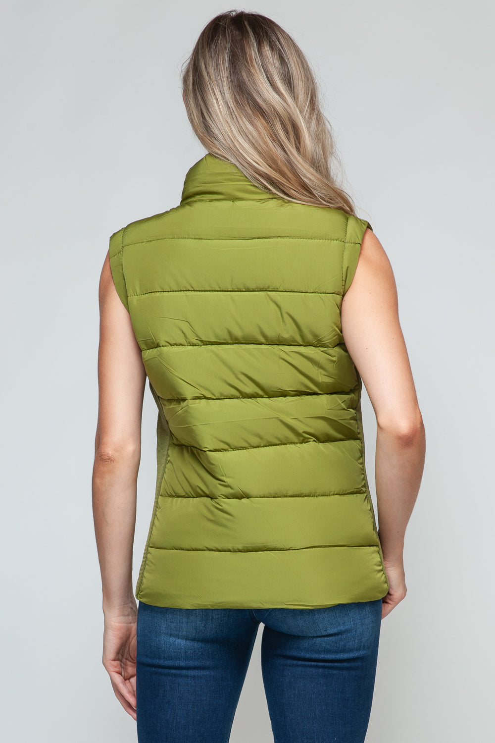 Snobbish Feeling Snug Zip Up Turtleneck Vest with Pockets in Cardamom Seed
