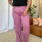 RFM Raelene High Rise Garment Dye Wide Leg Jeans in French Rose