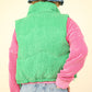 VERY J Fall Adventures Zip Up Padded Corduroy Puffer Vest in Green