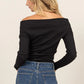 HYFVE In Her Mood Off Shoulder Ribbed Knit Top
