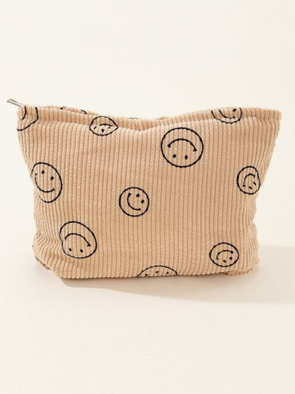Zenana Match My Mood Corduroy Smile Clutch Bag