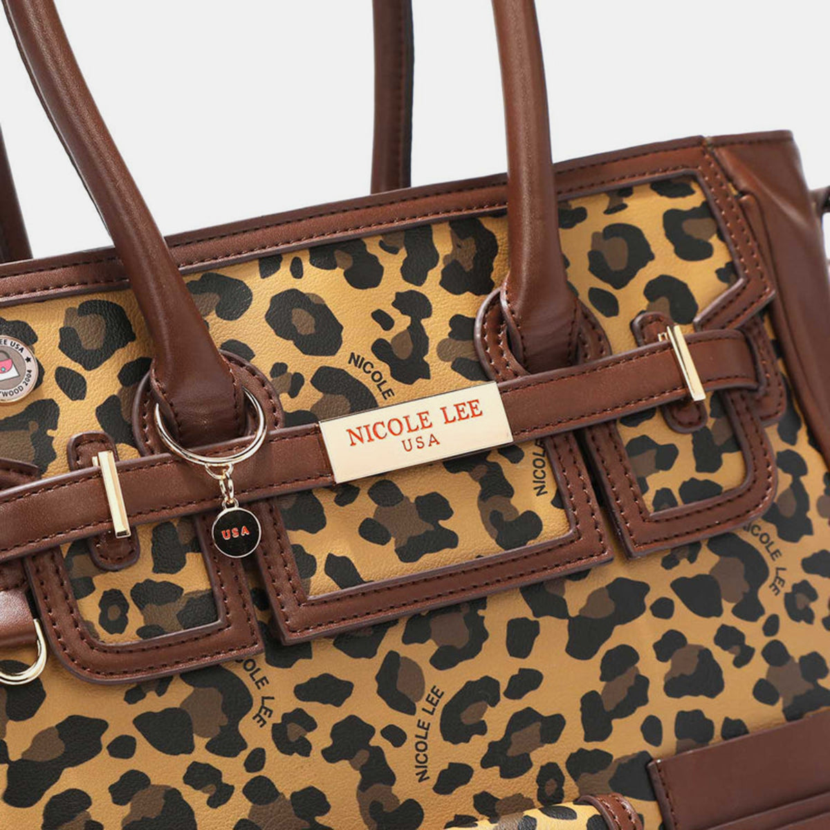 Nicole Lee USA Leopard Around Large Tote Bag