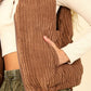 VERY J Fall Adventures Zip Up Padded Corduroy Puffer Vest in Chocolate