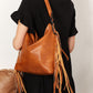 SHOMICO Boho Chic PU Leather Fringe Detail Shoulder Bag