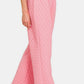 Zenana Quilted Comfort Button Up Long Sleeve Top and Pants Lounge Set in Dark Pink