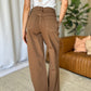 RFM Dawn High Rise Garment Dye Wide Leg Jeans in Coffee