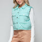 Snobbish Quilted and Cute Snap Down Quilted Crop Vest in Green