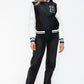 Love Me Now Bring The Love PU Leather Contrast Snap Down Bomber Jacket in Black/ White