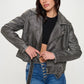 Coalition LA Biker Chic Zip Up Biker Jacket with Belt in Black