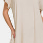 Zenana Spotted Downtown Fringe Edge High Low Flowy Dress with Pockets in Beige
