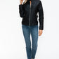 Snobbish Born To Ride PU Leather Biker Jacket with Side Zip Pockets in Black