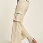 Davi & Dani Everyday Balance Flap Pocket Mid Rise Cargo Pants in Khaki