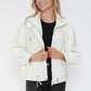 How Dare U My Favorite Layer Drawstring Hem PU Leather Zip Up Jacket in White