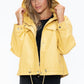 How Dare U My Favorite Layer Drawstring Hem PU Leather Zip Up Jacket in Pale Yellow