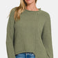 Zenana Wild Wonderland Asymmetric Hem Drop Shoulder Sweater in Light Olive