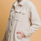 Love Tree Fall In Love Corduroy Button Up Jacket with Sherpa Inside in Cream