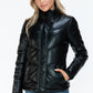 Snobbish Puffer Love Pocketed Zip Up Turtleneck Puffer Jacket in Black