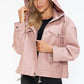 How Dare U My Favorite Layer Drawstring Hem PU Leather Zip Up Jacket in Mauve