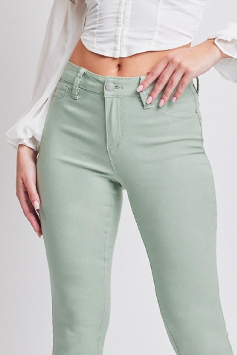 YMI Jeanswear Alayna Hyperstretch Mid-Rise Skinny Jeans in Jade