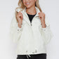 How Dare U My Favorite Layer Drawstring Hem PU Leather Zip Up Jacket in White