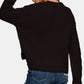 Zenana My Chilliest Adventure Cropped High Low Cable Sweater with Side Slits in Black