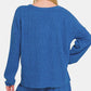 Zenana Collecting Moments V-Neck Long Sleeve Ribbed Top and Shorts Set in Royal Blue