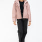 How Dare U My Favorite Layer Drawstring Hem PU Leather Zip Up Jacket in Mauve