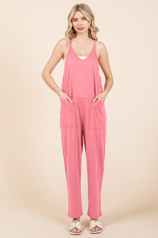 Culture Code Current Mood Sleeveless Jumpsuit with Pockets in Pink