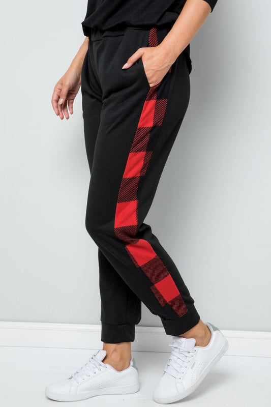 Celeste Design Wonders Around Plaid Side Print Sweatpants