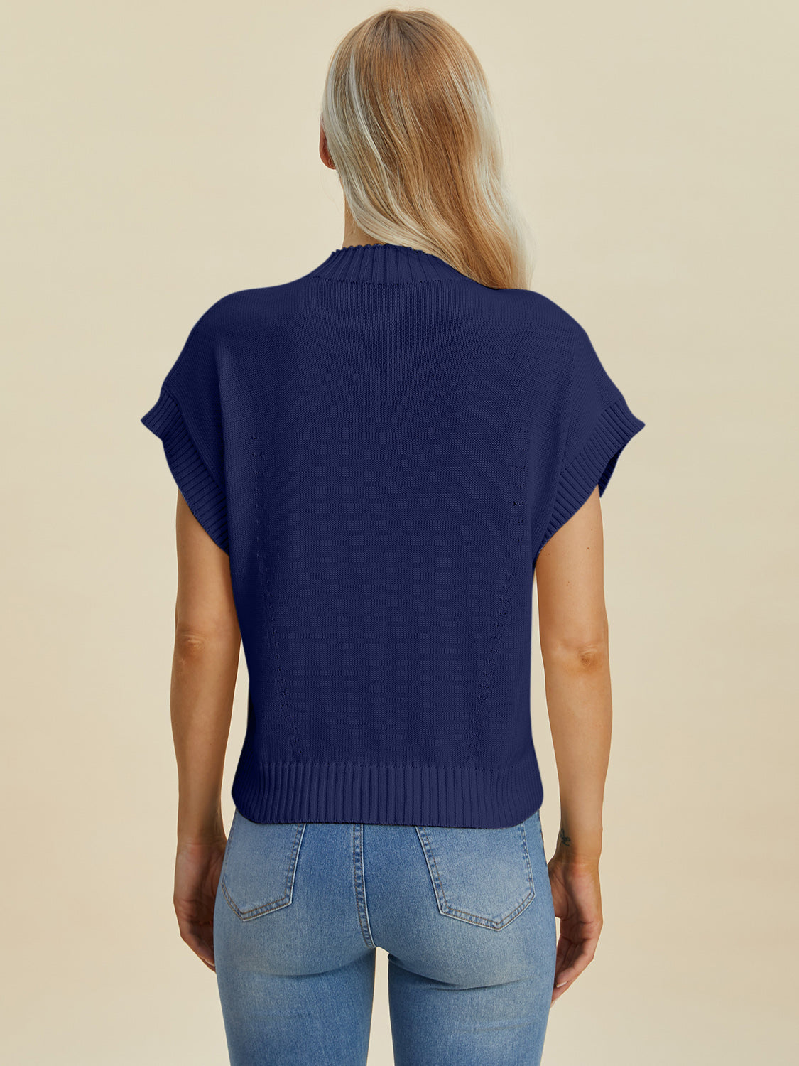 Double Take Lovely Day Mock Neck Short Sleeve Sweater