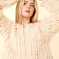 VERY J Feeling Fuzzy and Fabulous Shaggy Yarn Knit Zip Up Jacket in Cream