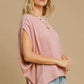 Umgee I'm On Point Exposed Seam Batwing Sleeve Knit Top in Dusty Pink