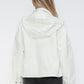 How Dare U My Favorite Layer Drawstring Hem PU Leather Zip Up Jacket in White