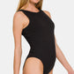 Zenana Keeping It Simple Ribbed Double Layered Bodysuit in Black