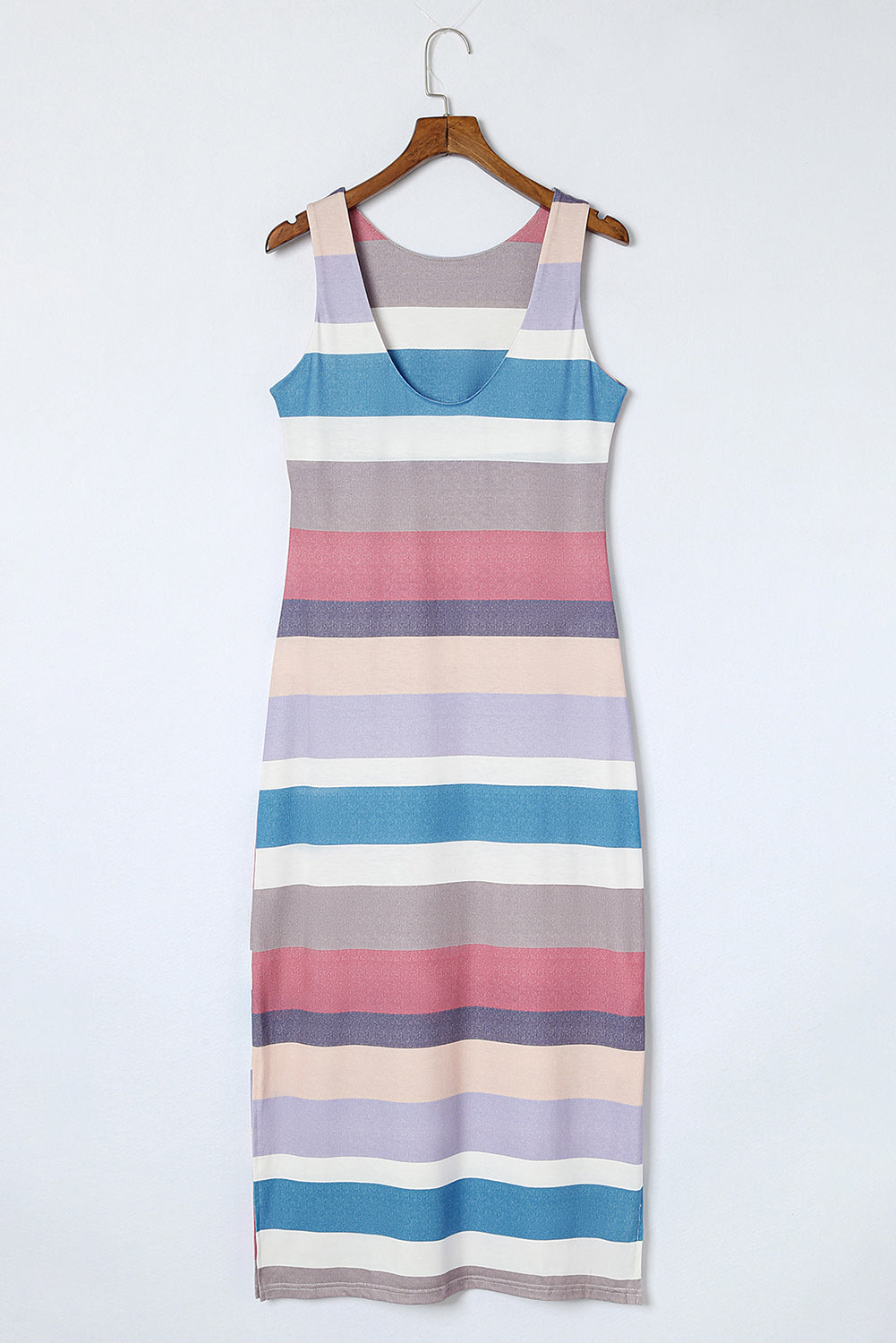 Leaving Footprints Striped Slit Sleeveless Maxi Dress
