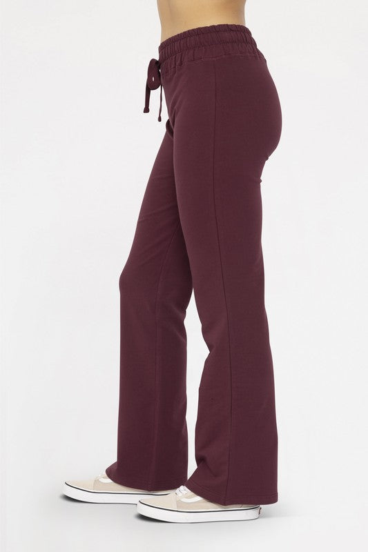 Mono B Own It Drawstring Flared Pants in Plum