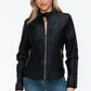 Snobbish Born To Ride PU Leather Biker Jacket with Side Zip Pockets in Black