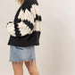 HYFVE Hugs and Kisses Scallop Striped Open Front Long Sleeve Sweater Cardigan