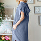 Heimish Vintage In Denim Ribbed Short Sleeve Hooded Dress