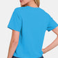 Zenana Expressions Short Sleeve Cropped T-Shirt in Deep Sky