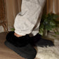 WILD DIVA Furry Friends Faux-Fur Platform Slip On Booties in Black