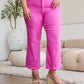 RFM Chloe Tummy Control High Waist Raw Hem Crop Jeans in Pink Rouge