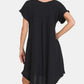 Zenana Spotted Downtown Fringe Edge High Low Flowy Dress with Pockets in Black
