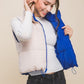 Love Tree Two Faced Zip Up Cropped Contrast Reversible Vest in Azure