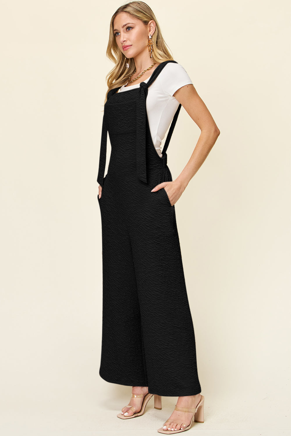 Double Take Brunch Date Sleeveless Wide Leg Jumpsuit