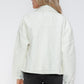 How Dare U My Favorite Layer Drawstring Hem PU Leather Zip Up Jacket in White